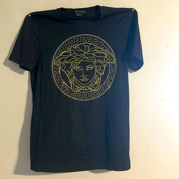 Versace black with gold Medusa in front